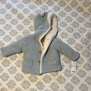 Carter's Sherpa Lined Knit Baby Jacket with Hood - NWT